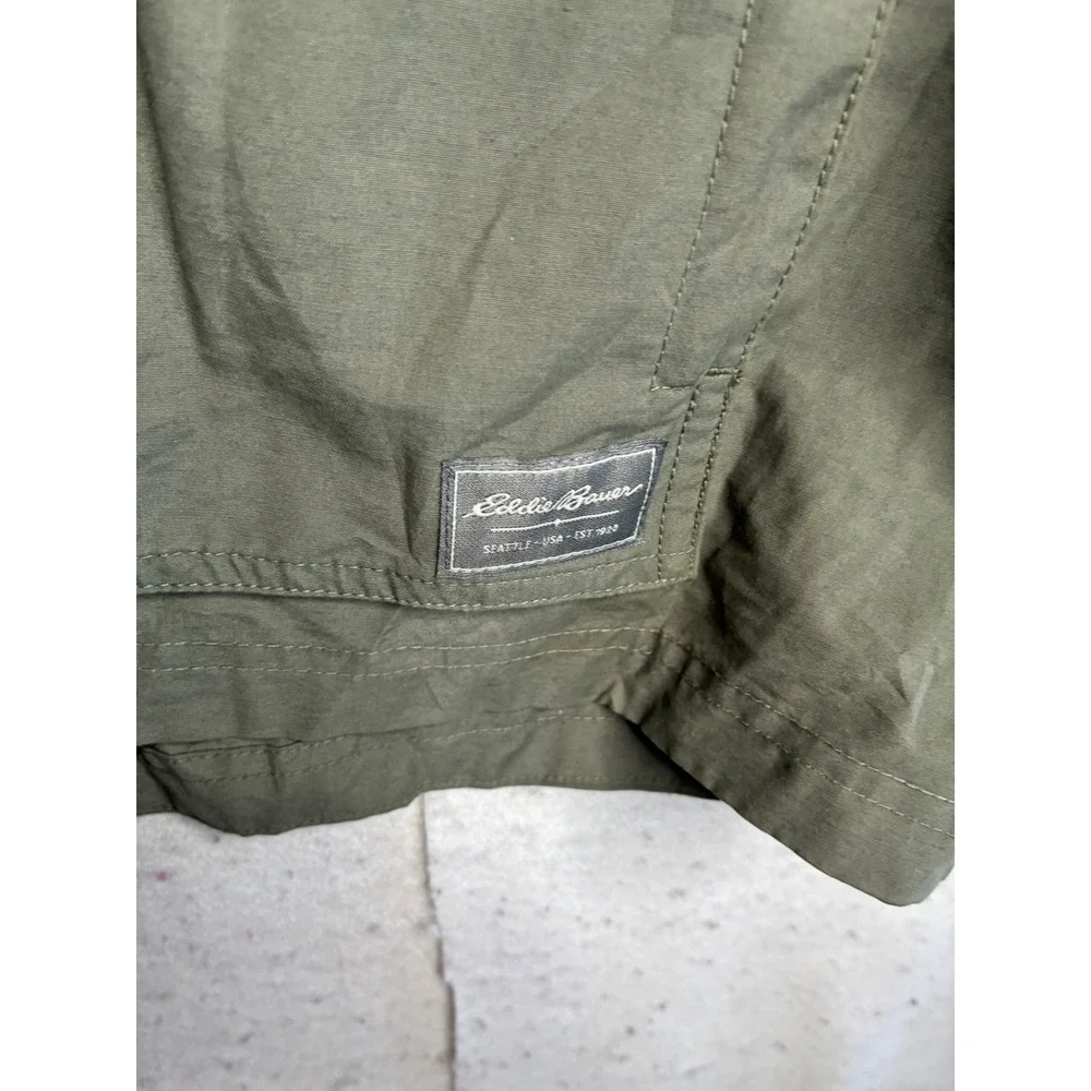 Eddie Bauer Mens Field Jacket Olive Green Utility Full Zip Mesh Lined Large